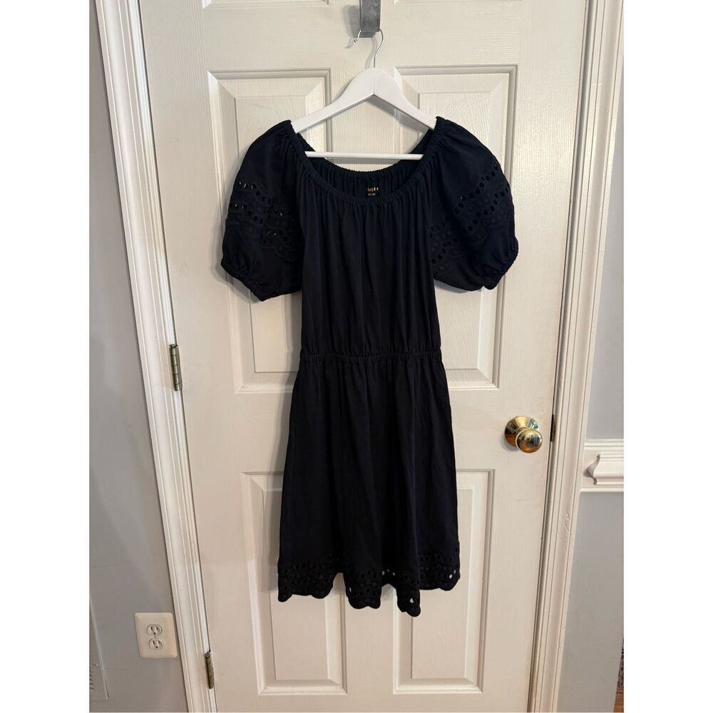 Kate Spade Black Eyelet Lace On Off Shoulder Dress Sz S EUC